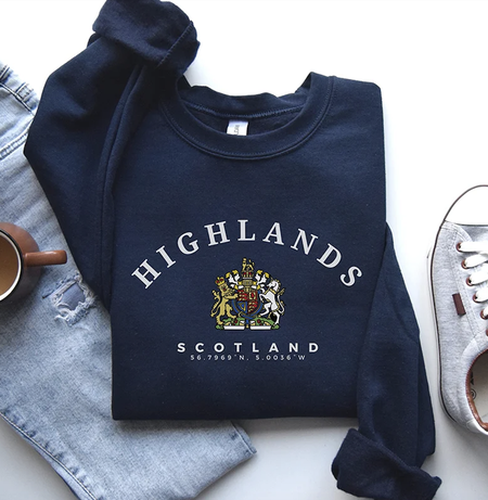 Scottish Highlands slogan round neck sweatshirt - Just Fashion Now - Modalova