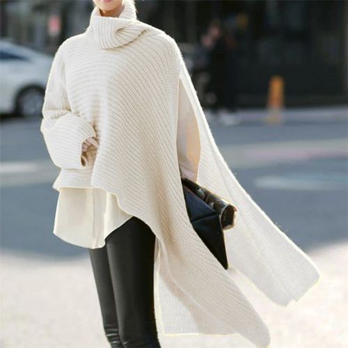 Plain Loose Casual Yarn/Wool Yarn Sweater - Just Fashion Now - Modalova