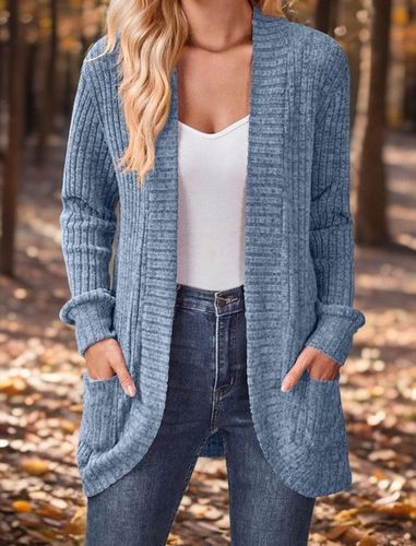 Casual Loose Plain Others Cardigan - Just Fashion Now - Modalova