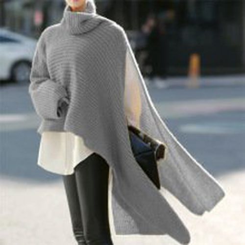 Plain Loose Casual Yarn/Wool Yarn Sweater - Just Fashion Now - Modalova