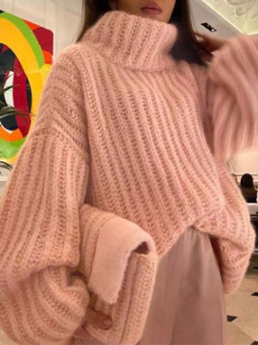 Wool/Knitting Turtleneck Casual Loose Sweater With No - Just Fashion Now - Modalova