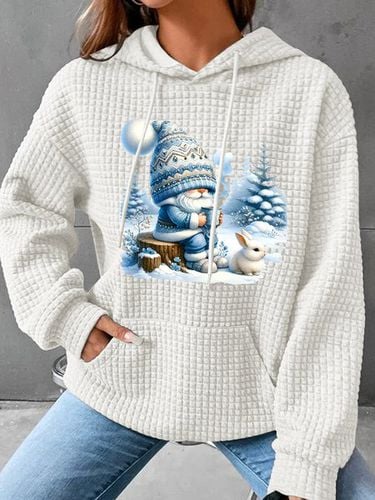 Winter Gnome Christmas Simple Loose Hoodie - Just Fashion Now - Modalova