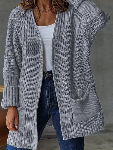 Casual Loose Plain Others Cardigan With No - Just Fashion Now - Modalova