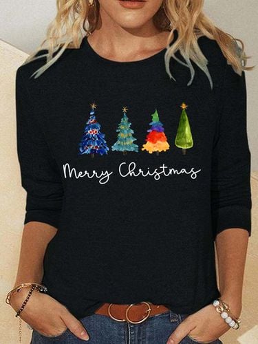 Christmas Tree Casual Long Sleeve Shirt - Just Fashion Now - Modalova