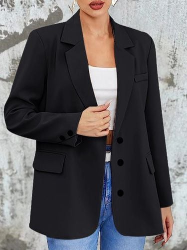 Plain Regular Fit Lapel Collar Casual Blazer - Just Fashion Now - Modalova