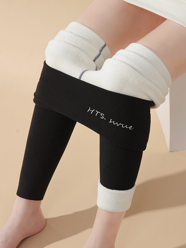 Tight Casual Fluff/Granular Fleece Fabric Leggings - Just Fashion Now - Modalova