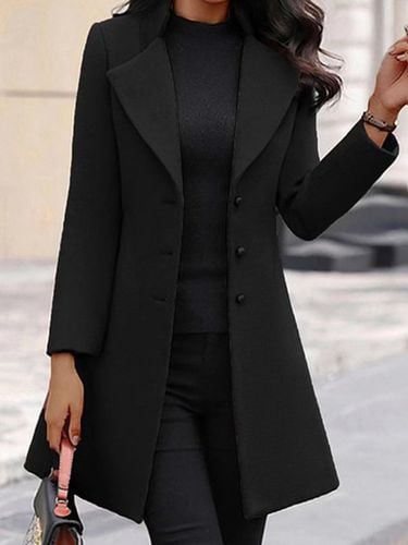 Casual Plain Shawl Collar Coat - Just Fashion Now - Modalova