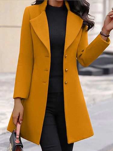 Casual Plain Shawl Collar Coat - Just Fashion Now - Modalova