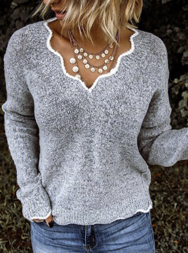 Yarn/Wool Yarn Casual Plain Sweater - Just Fashion Now - Modalova