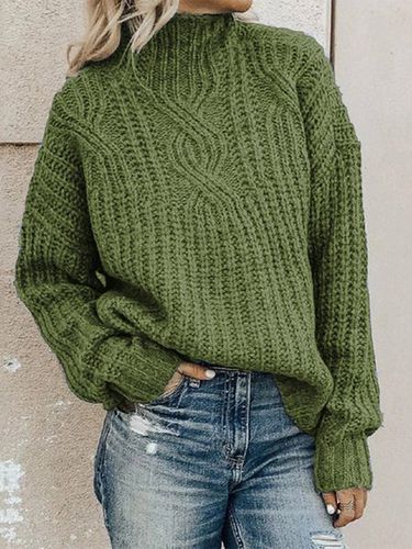 Casual Plain Balloon Sleeve Others Sweater - Just Fashion Now - Modalova