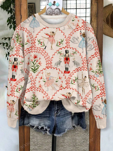 Floral Casual Crew Neck Loose Sweatshirt - Just Fashion Now - Modalova