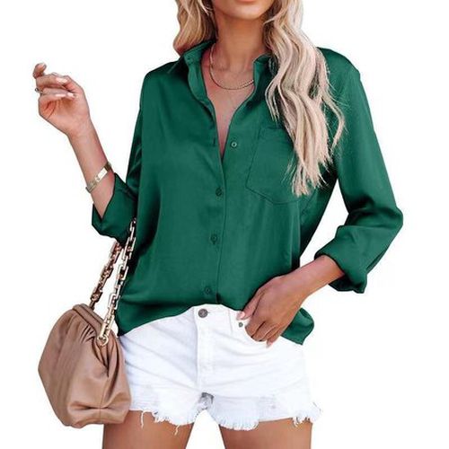 Plain Casual Loose Shirt - Just Fashion Now - Modalova