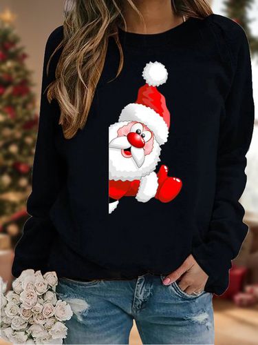 Crew Neck Casual Christmas Loose Sweatshirt - Just Fashion Now - Modalova