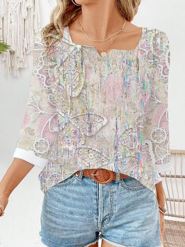 Butterfly Print Long Sleeve Blouse - Just Fashion Now - Modalova