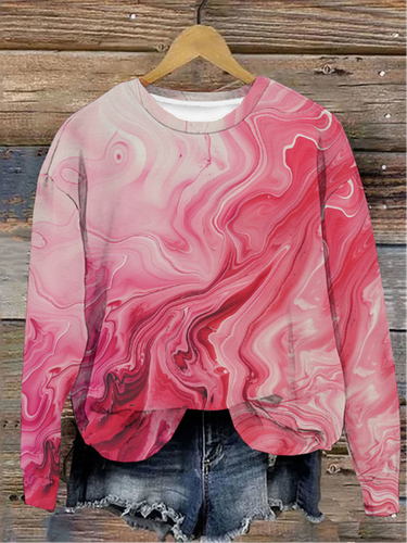 Casual Crew Neck Abstract Loose Sweatshirt - Just Fashion Now - Modalova