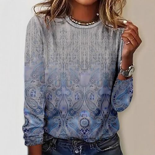 Ethnic Jersey Casual Loose T-Shirt - Just Fashion Now - Modalova