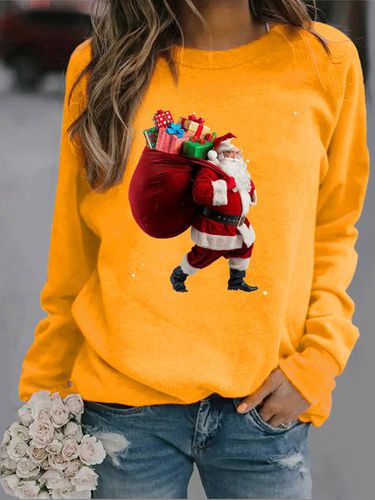 Loose Crew Neck Santa Claus Casual Sweatshirt - Just Fashion Now - Modalova