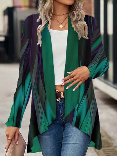 Abstract Print Casual Long Sleeve Shawl Jacket - Just Fashion Now - Modalova