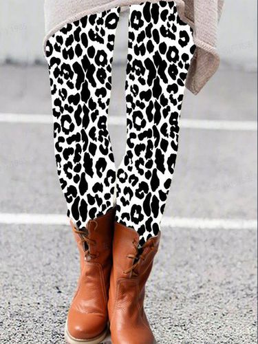 Leopard Print Casual Leggings - Just Fashion Now - Modalova