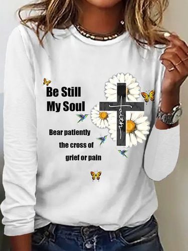 Be Still, My Soul Long Sleeve Crew Neck T-shirt - Just Fashion Now - Modalova