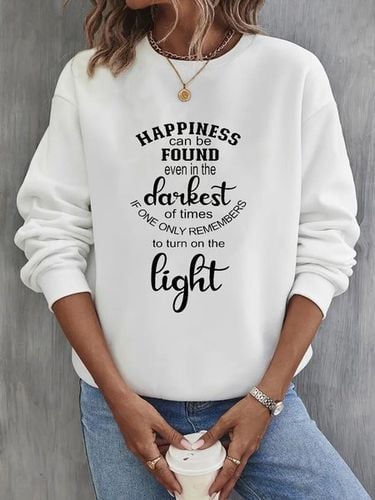 Casual Text Letters Crew Neck Loose Sweatshirt - Just Fashion Now - Modalova