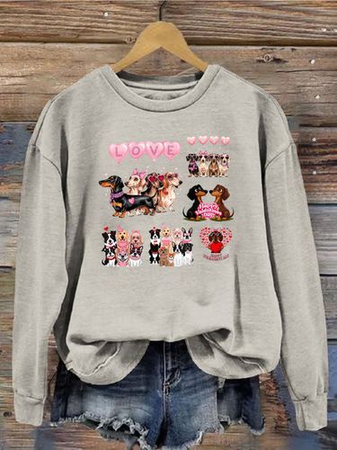 Crew Neck Dog Casual Loose Sweatshirt - Just Fashion Now - Modalova