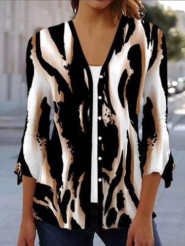 Zebra Print Casual Long Sleeve Shawl Jacket - Just Fashion Now - Modalova