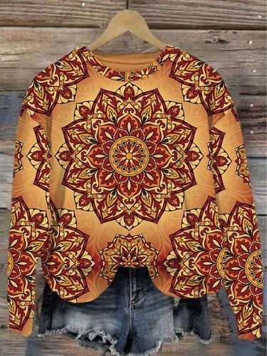 Ethnic Casual Crew Neck Sweatshirt - Just Fashion Now - Modalova