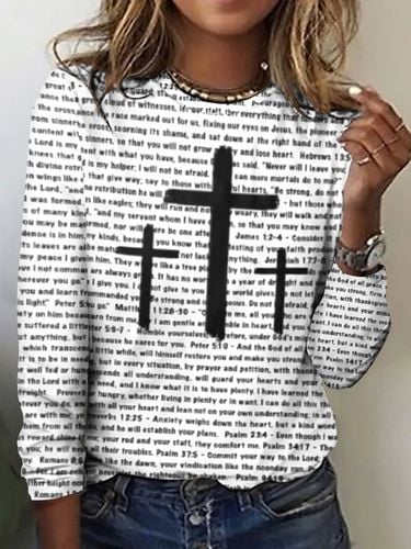 Cross pattern printed long sleeved T-shirt - Just Fashion Now - Modalova