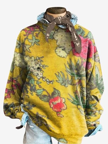 Floral Print Long Sleeve Crew Neck Sweatshirt - Just Fashion Now - Modalova