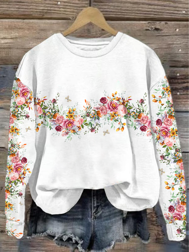 Women's Floral Spring Crew Neck Sweatshirt - Just Fashion Now - Modalova