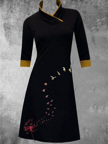 Cotton-Blend Half Sleeve A-Line Casual Knitting Dress - Modetalente - Modalova