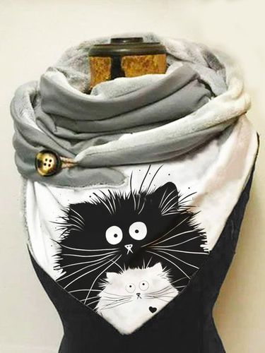 Windproof Warm Autumn Winter Cat Pattern Scarf Triangle Scarf - Just Fashion Now UK - Modalova