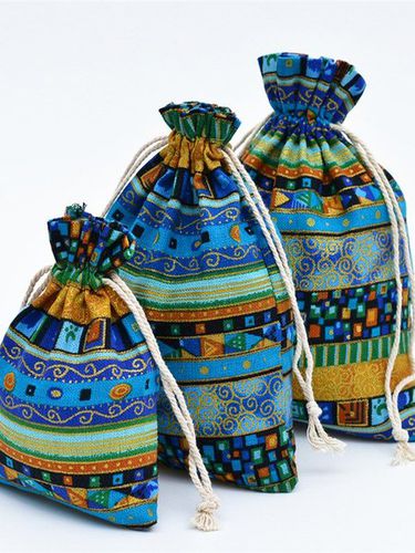 Ethnic style cotton and linen drawstring bag - Modetalente - Modalova