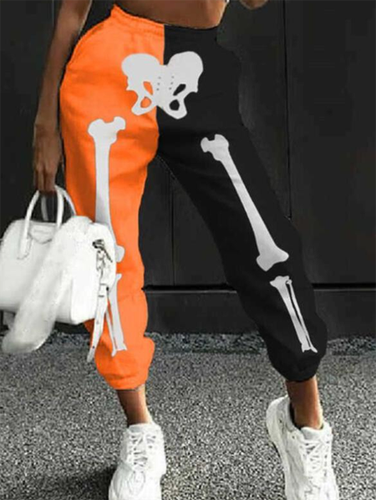 Halloween Printed Pockets Casual Sports Sports Pants - Modetalente - Modalova