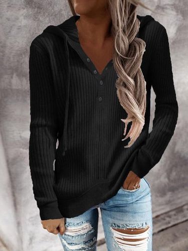 Casual V Neck Plain T-shirt - Modetalente - Modalova