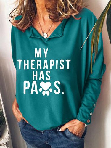 My Therapist Women's Lapel Letter Loosen Sweatshirt - Modetalente - Modalova