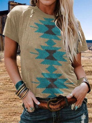 Shift Short Sleeve Tribal Casual T-shirt - Modetalente - Modalova