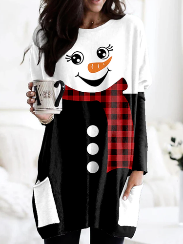 Christmas Snowman Regular Fit Scoop Neckline Top - Just Fashion Now - Modalova