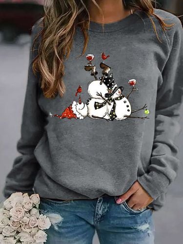 Snowman Xmas Chrismas Wine Scarf Hat Gift Regular Fit Sweatshirt - Just Fashion Now - Modalova