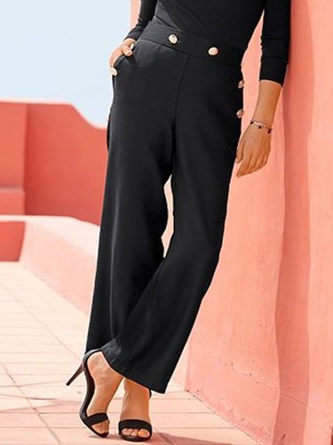 Plain Pockets Casual Buttoned Tailored Pants - Modetalente - Modalova