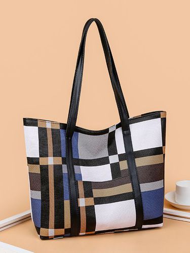 Plaid Contrast Tote Bag Shoulder Bag - Just Fashion Now UK - Modalova