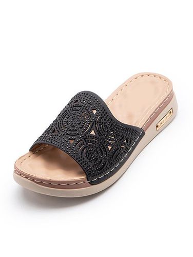 Casual Vacation Women's Shoes Comfortable Geometric Pattern Hollow Wedge Slipper Sandals - Zolucky - Modalova