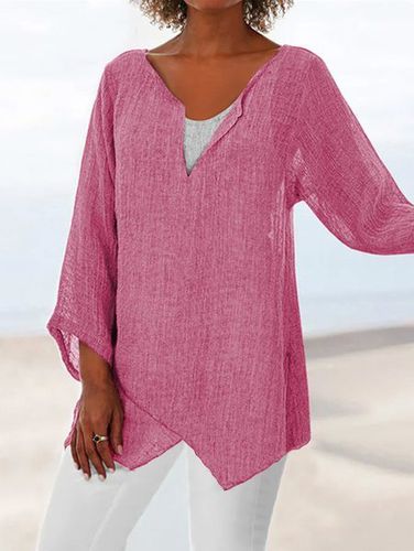 Oversized loose linen women's summer shirt (the fabric is a bit transparent, you need to wear it with a tube top) - Modetalente - Modalova