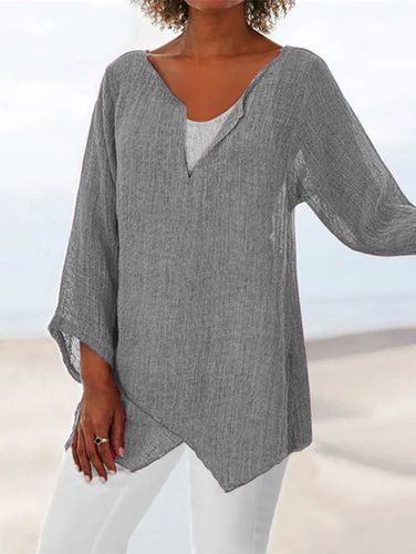Oversized loose linen women's summer shirt (the fabric is a bit transparent, you need to wear it with a tube top) - Modetalente - Modalova
