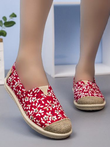 Lightweight Breathable Floral Woven Slip-On Flat Fisherman's Canvas Shoes - Just Fashion Now UK - Modalova