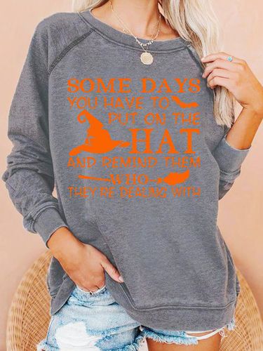 Womens Funny Halloween Letter Print Casual Sweatshirt - Modetalente - Modalova