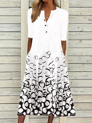 Geometric Half sleeve Casual Dress - Modetalente - Modalova