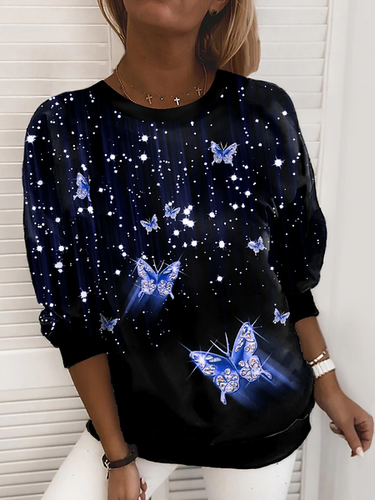 Casual Butterfly Loose Sweatshirt - Just Fashion Now - Modalova