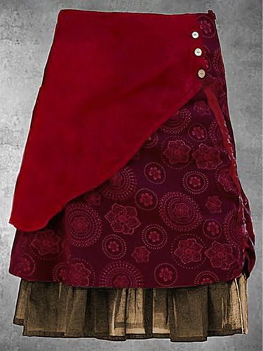Floral Vintage Boho Cotton-Blend Skirt - Modetalente - Modalova
